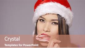  Presentation with cane - Colorful PPT layouts enhanced with sensuous young woman sucking on a candy cane backdrop and a coral colored foreground