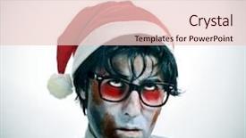  Presentation with merry christmas - Cool new presentation theme with sentence merry christmas and a hipster zombie wearing a bow tie and glasses and a santa claus hat backdrop and a lemonade colored foreground