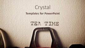  Presentation with tea - Amazing PPT theme having sentence-tea-time-written backdrop and a lemonade colored foreground