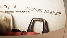  Presentation with weekend - PPT theme featuring sentence-weekend-market-written background and a cream colored foreground