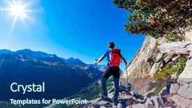  Presentation with mont blanc - Slides with sentiment - hiker takes a rest observing background and a ocean colored foreground