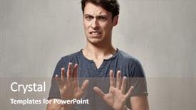  Presentation with little man baby - Slide set featuring sentiment - man disgusted background and a coral colored foreground