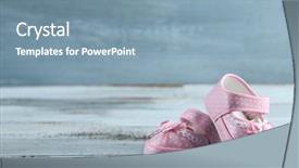  Presentation with shoes - Amazing PPT theme having sentiment - pink toddler shoes on wooden backdrop and a seafoam green colored foreground