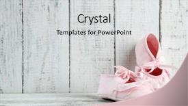  Presentation with shoes - Slide deck featuring sentiment - pink toddler shoes on wooden background and a light gray colored foreground