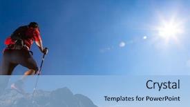  Presentation with mountain view - Beautiful PPT theme featuring sentiment - skyrunner runs uphill along backdrop and a light blue colored foreground