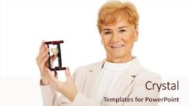  Presentation with elderly holding pills - Theme having sentiment - smile elderly business woman holding background and a lemonade colored foreground