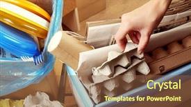  Presentation with biohazardous waste - Slide deck enhanced with sentiment classification - woman sorting different waste indoors background and a tawny brown colored foreground