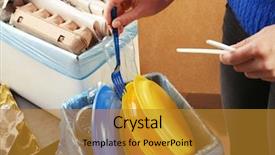  Presentation with biomedical waste management - Colorful slide set enhanced with sentiment classification - woman sorting different waste indoors backdrop and a  colored foreground