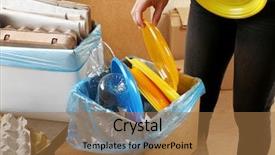  Presentation with waste - Slide set with sentiment classification - woman sorting different waste indoors background and a coral colored foreground