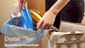  Presentation with waste cleanup - Colorful presentation design enhanced with sentiment classification - woman sorting different waste indoors backdrop and a coral colored foreground