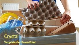  Presentation with waste - Amazing PPT theme having sentiment classification - woman sorting waste close-up backdrop and a tawny brown colored foreground