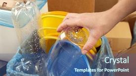  Presentation with waste - Beautiful PPT layouts featuring sentiment classification - woman sorting waste close-up backdrop and a  colored foreground