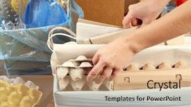  Presentation with waste - Presentation design having sentiment classification - woman sorting waste close-up background and a  colored foreground