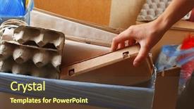  Presentation with waste - PPT theme featuring sentiment classification - woman sorting waste close-up background and a  colored foreground