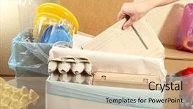  Presentation with e waste - Slide set enhanced with sentiment classification - woman sorting waste close-up background and a coral colored foreground