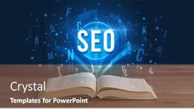  Presentation with digital book - Presentation design consisting of seo-inscription-coming-out background and a violet colored foreground