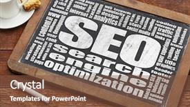  Presentation with search engine - Colorful slides enhanced with seo search engine optimization word backdrop and a tawny brown colored foreground