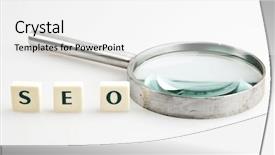  Presentation with magnifying glass - PPT layouts featuring seo word and magnifying glass background and a  colored foreground