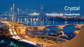  Presentation with view of toronto downtown - PPT theme consisting of seongsan bridge over han river background and a ocean colored foreground