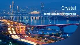  Presentation with cityscape - Presentation theme enhanced with seongsan bridge over han river background and a ocean colored foreground