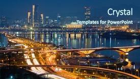  Presentation with cityscape - Audience pleasing PPT theme consisting of seongsan bridge over han river backdrop and a ocean colored foreground
