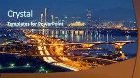  Presentation with cityscape - Colorful slide deck enhanced with seongsan bridge over han river backdrop and a ocean colored foreground