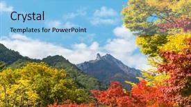  Presentation with fall morning - Theme enhanced with seoraksan national park south korea background and a light blue colored foreground