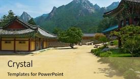  Presentation with temple - Presentation having seoraksan national park south korea background and a lemonade colored foreground