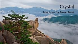  Presentation with rock stone - Theme enhanced with seoraksan national park south korea background and a light blue colored foreground