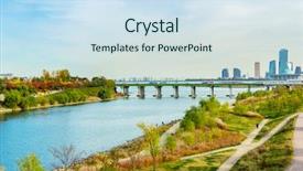  Presentation with skyline - Slide set featuring seoul and the han river background and a sky blue colored foreground