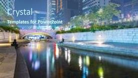  Presentation with city night - Colorful presentation enhanced with seoul-city-skyline-at-night backdrop and a ocean colored foreground