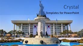  Presentation with february - PPT theme consisting of seoul-february-16-national-assembly background and a light blue colored foreground