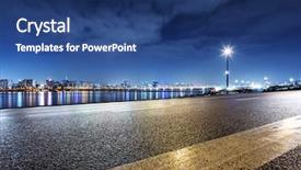  Presentation with cityscape - Beautiful presentation theme featuring seoul from empty road backdrop and a ocean colored foreground