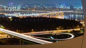  Presentation with highway - Slide set with seoul-highway-at-night background and a ocean colored foreground
