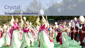  Presentation with rally - Presentation theme consisting of seoul-korea-may-11-actresses background and a light blue colored foreground