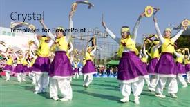  Presentation with rally - PPT theme with seoul-korea-may-11-actresses background and a light blue colored foreground
