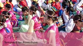  Presentation with rally - Slide deck consisting of seoul-korea-may-11-people background and a coral colored foreground
