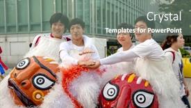  Presentation with festival masks - Presentation theme with seoul-korea-may-12-four background and a gray colored foreground