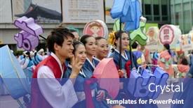  Presentation with traditional culture - Presentation design with seoul-korea-may-12-people background and a ocean colored foreground