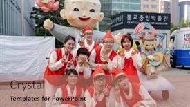  Presentation with traditional culture - Audience pleasing slide deck consisting of seoul-korea-may-12-people backdrop and a coral colored foreground
