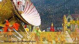  Presentation with anniversary - Colorful PPT theme enhanced with seoul-march-31-dancers backdrop and a gold colored foreground