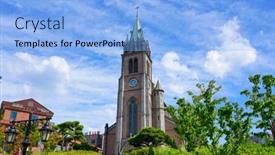  Presentation with roman catholic - Audience pleasing presentation theme consisting of seoul-republic-of-korea-july backdrop and a light blue colored foreground