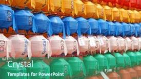  Presentation with lanterns - Presentation theme featuring seoul-republic-of-korea-march background and a ocean colored foreground