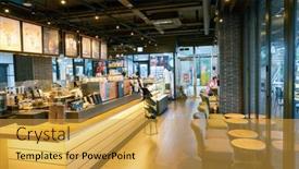  Presentation with starbucks - PPT layouts consisting of seoul-south-korea-circa background and a yellow colored foreground