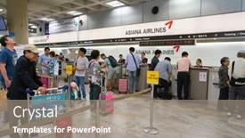  Presentation with airport terminal - Theme enhanced with seoul-south-korea-circa background and a gray colored foreground
