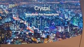  Presentation with korea - Presentation design with seoul south korea cityscape background and a ocean colored foreground