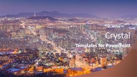  Presentation with korea - Slides with seoul-south-korea-downtown-cityscape background and a gray colored foreground