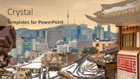  Presentation with korea - Colorful theme enhanced with seoul-south-korea backdrop and a coral colored foreground