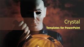  Presentation with slasher - Amazing PPT theme having sep-1-2021-halloween-slasher backdrop and a tawny brown colored foreground