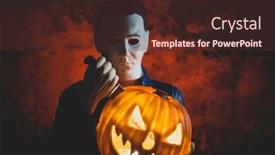  Presentation with slasher - Beautiful slide deck featuring sep-1-2021-halloween-slasher backdrop and a tawny brown colored foreground